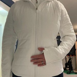 Lululemon Another Mile Jacket White Removable Hood Size 10